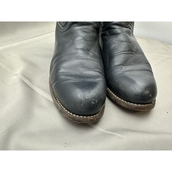 Vintage Justin L 3057 Women's Navy Leather Roper Cowboy Boots Size 6B - Picture 4 of 9